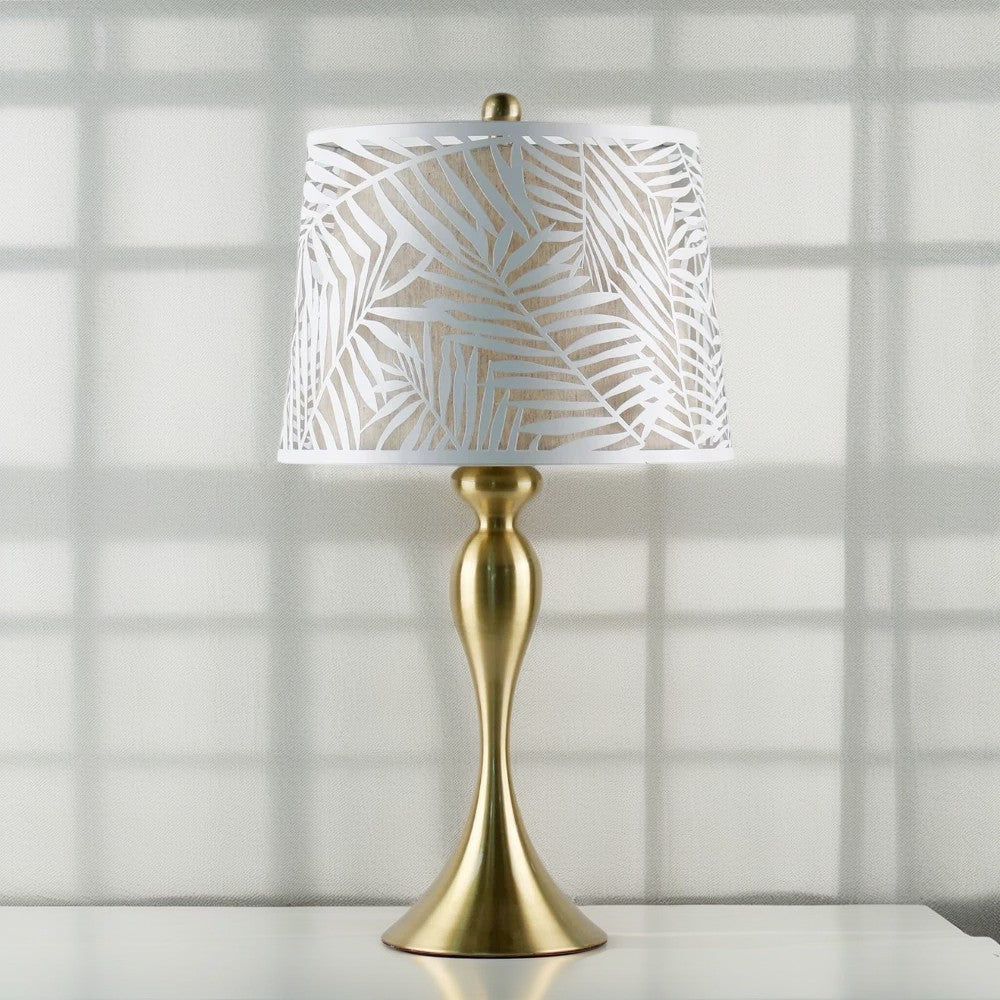 Elegant Leaf Patterned Metal Table Lamp