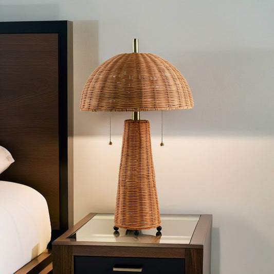 Semicircle Shaped Pull Chain Switch Rattern Lamp