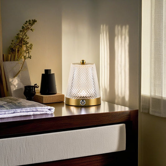 Contemporary Mini Glass Portable Lamp