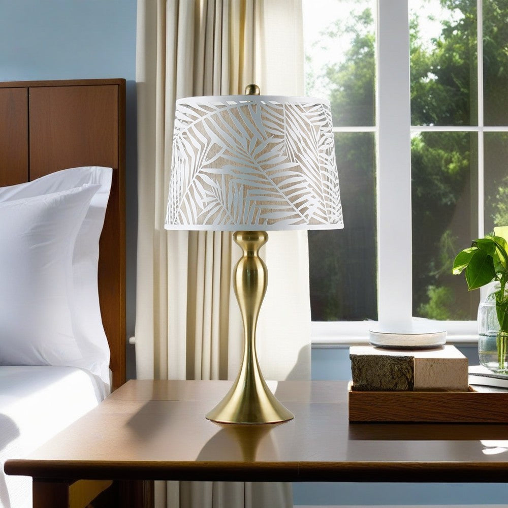 Elegant Leaf Patterned Metal Table Lamp
