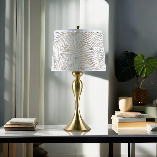 Elegant Leaf Patterned Metal Table Lamp