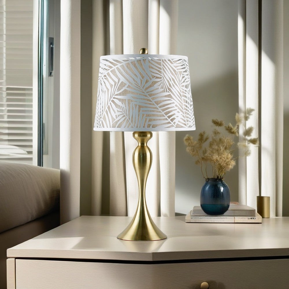 Elegant Leaf Patterned Metal Table Lamp