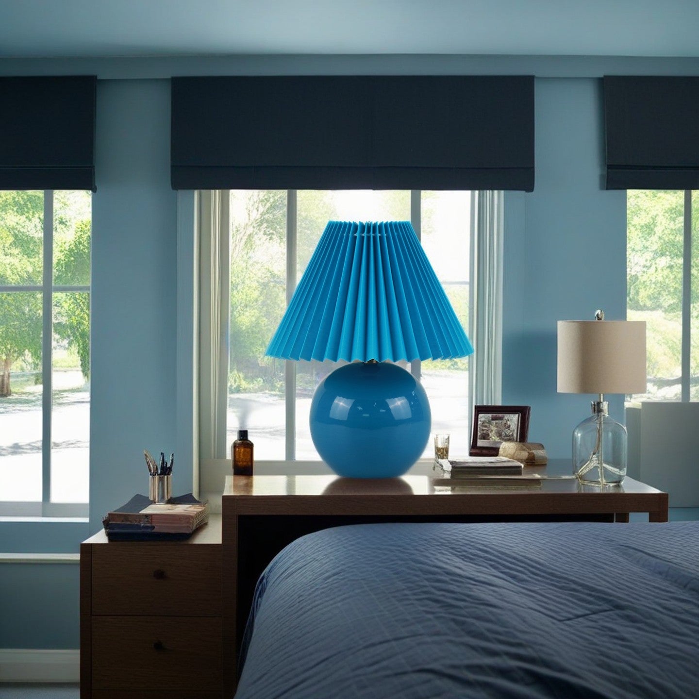 Dark Blue Mini Ceramic Lamp