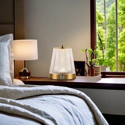 Contemporary Mini Glass Portable Lamp