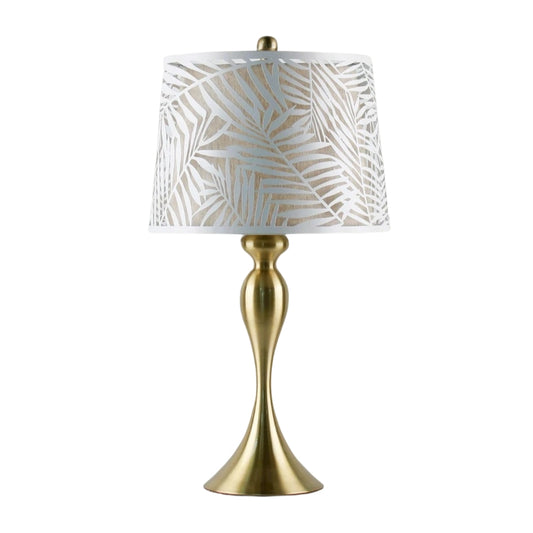Elegant Leaf Patterned Metal Table Lamp