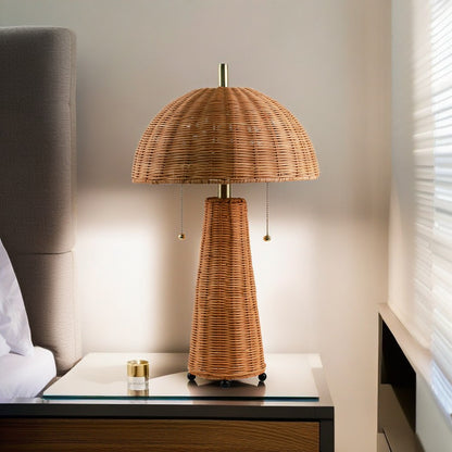 Semicircle Shaped Pull Chain Switch Rattern Lamp