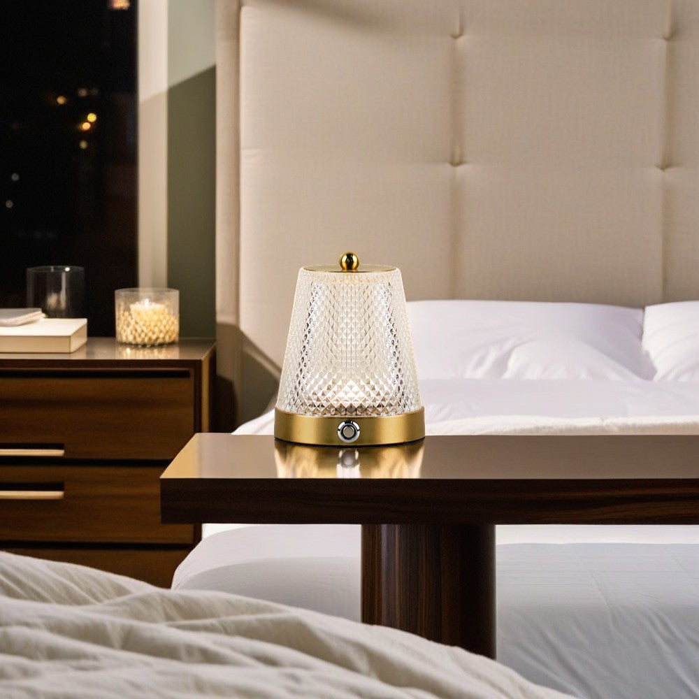 Contemporary Mini Glass Portable Lamp